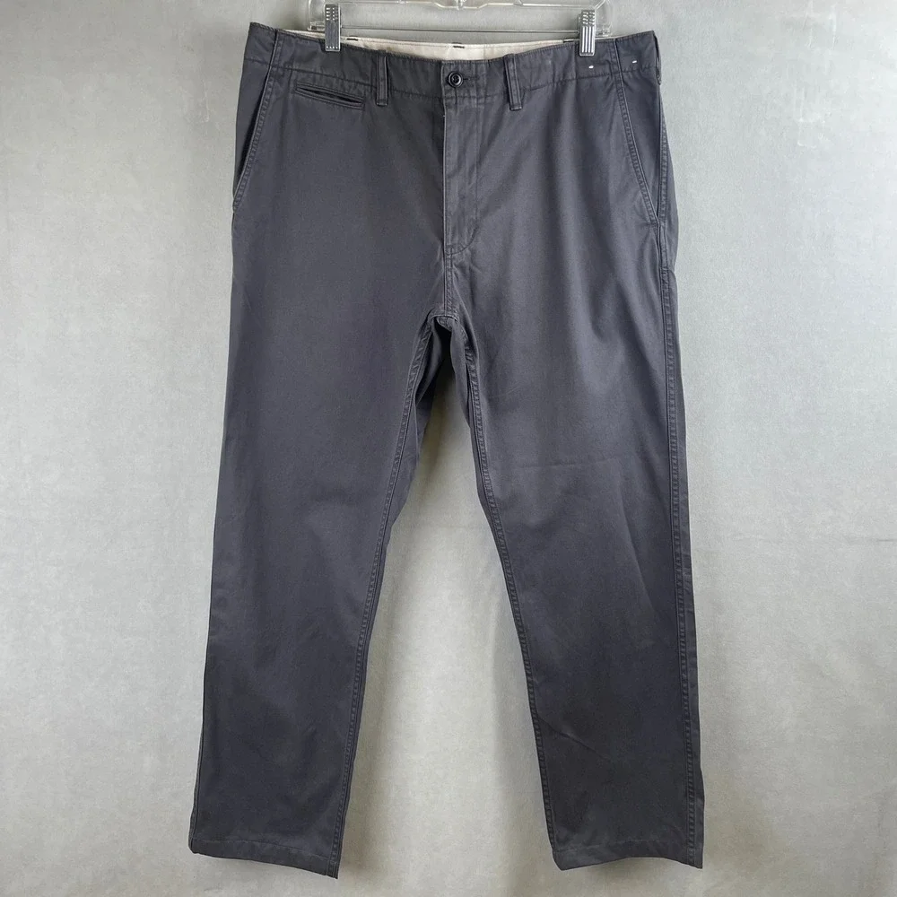 Uniqlo Slim Fit Chino Pants Mens 38x30 Dark Gray Cotton Twill Trousers Norm READ
